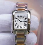 Swiss Grade Clone Cartier Tank Anglaise Silver Roman Face Two Tone Yellow Gold